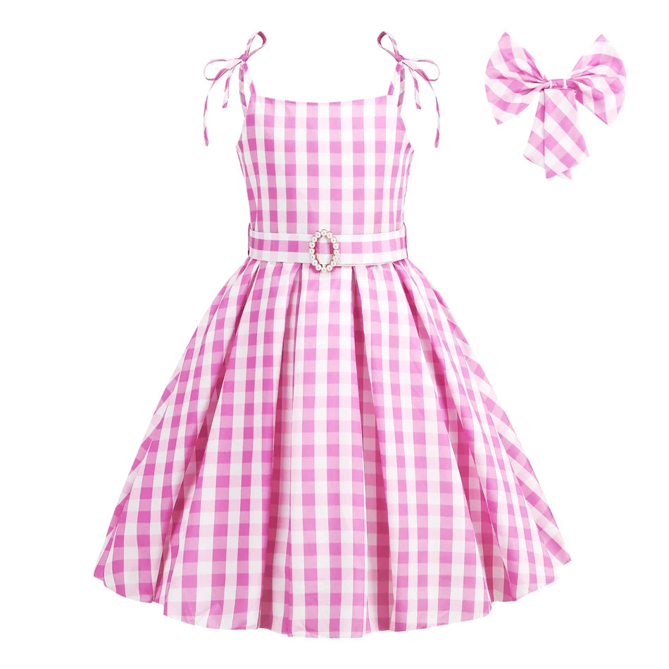 Robe de Costume à carreaux pour filles, pour anniversaire, Halloween, vêtements pour enfants, robes de fête, princesse Cosplay