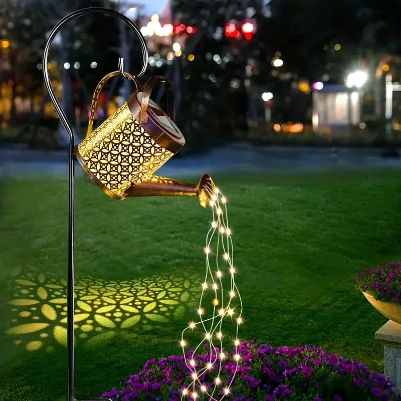 Solar Watering Can Outdoor Waterproof Shower Light LED Fairy Art for Garden Walkway Patio Lawn Decor Lighting
