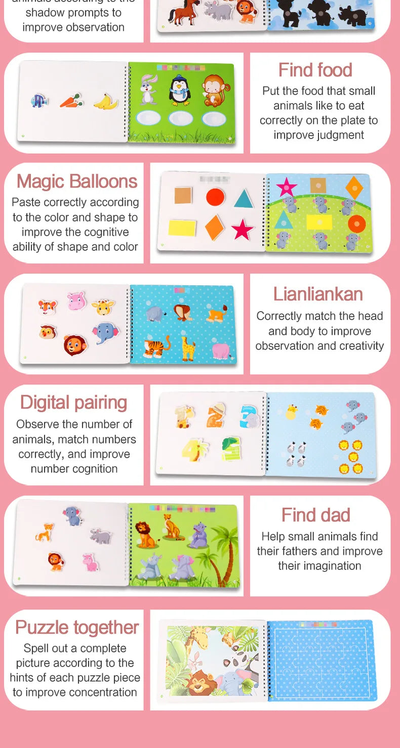 Livre occupé Montessori pour enfants en bas âge, jouets éducatifs pour bébés, livre silencieux, chiffres d'animaux, puzzle assorti