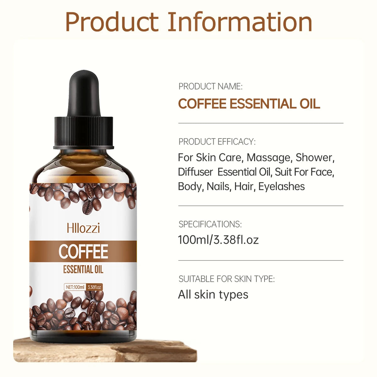 L'huile essentielle de café convient à l'utilisation dans les diffuseurs, les humidificateurs, les spas, le massage, les soins de la peau, les soins du corps, les soins du visage, les soins capillaires.