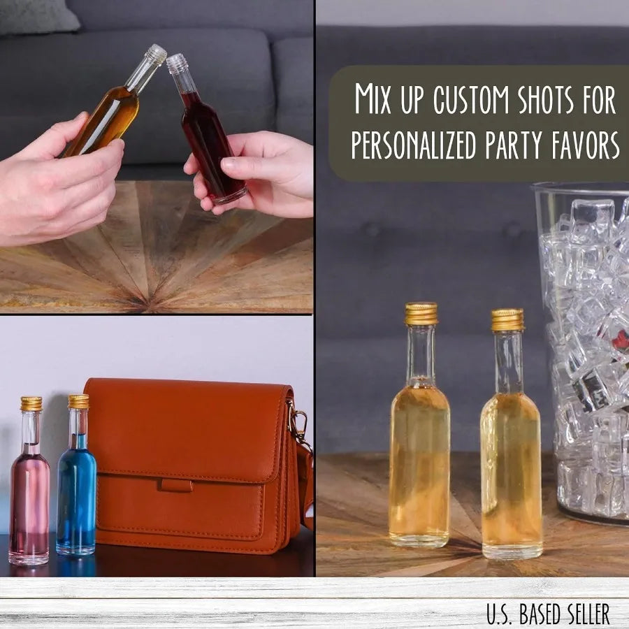 30 pièces, 25/50/100/150mlMini bouteilles d'alcool, bouteilles d'esprit vides en plastique réutilisables pour réception-cadeau pour bébé, mariages, fêtes de mariée