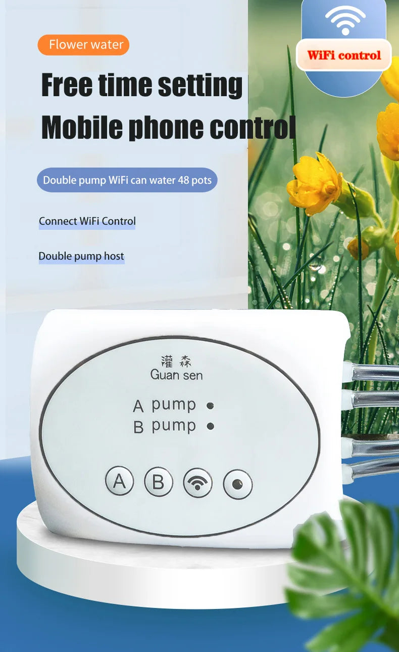 WiFi Smart Garden Irrigation Controller, Automatic Drip Irrigation System Kit for Plants, Mobile Phone Control, Watering Timer Device