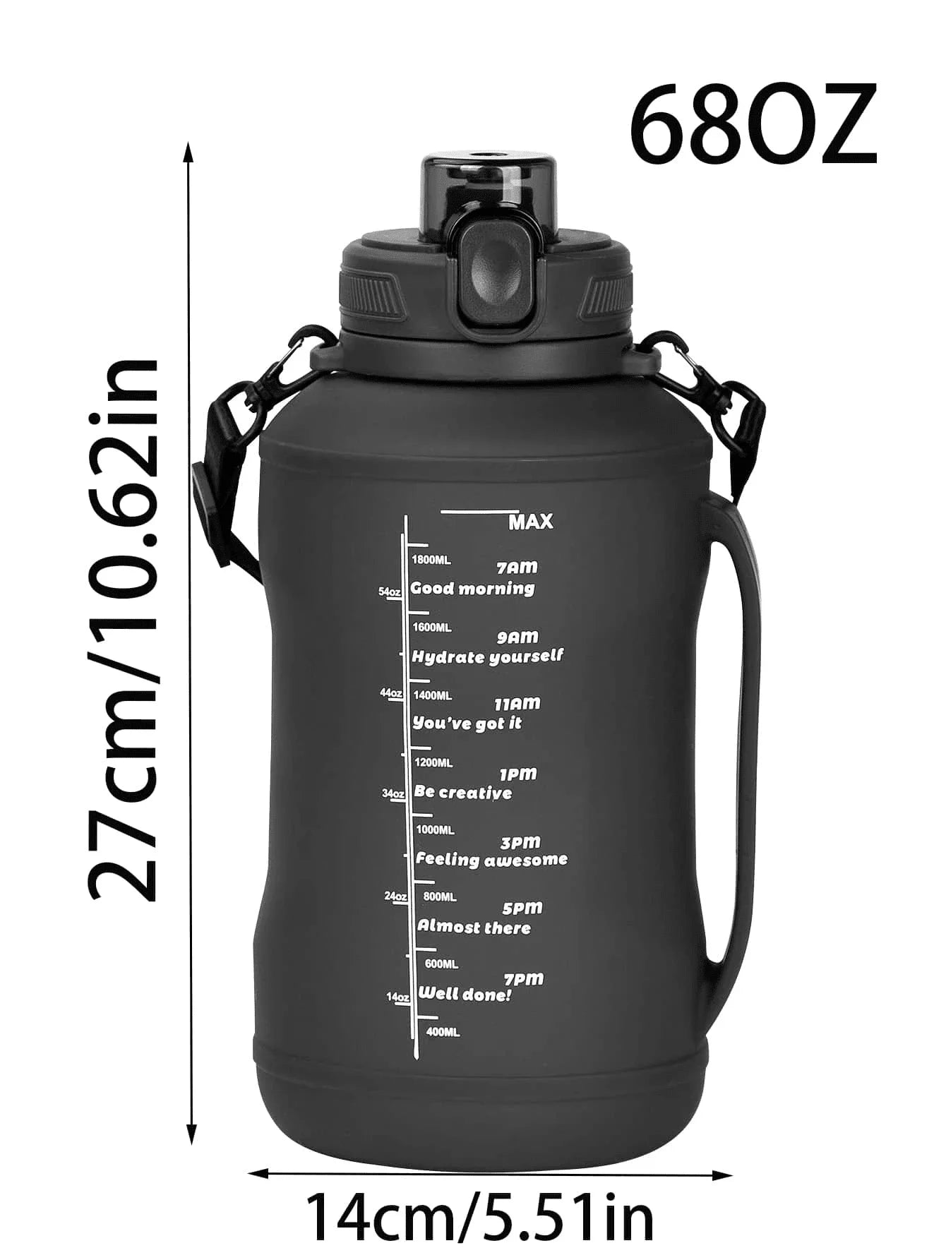 64oz/2L Collapsible Water Bottle with Handle and Straw, Large Capacity Collapsible Silicone Water Bottle, Outdoor Sports Water Cup