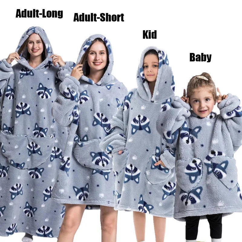 Sweat-shirt à capuche d'hiver pour femmes et hommes, pull polaire géant TV, couverture surdimensionnée avec manches, vêtements citrouille d'halloween pour adultes