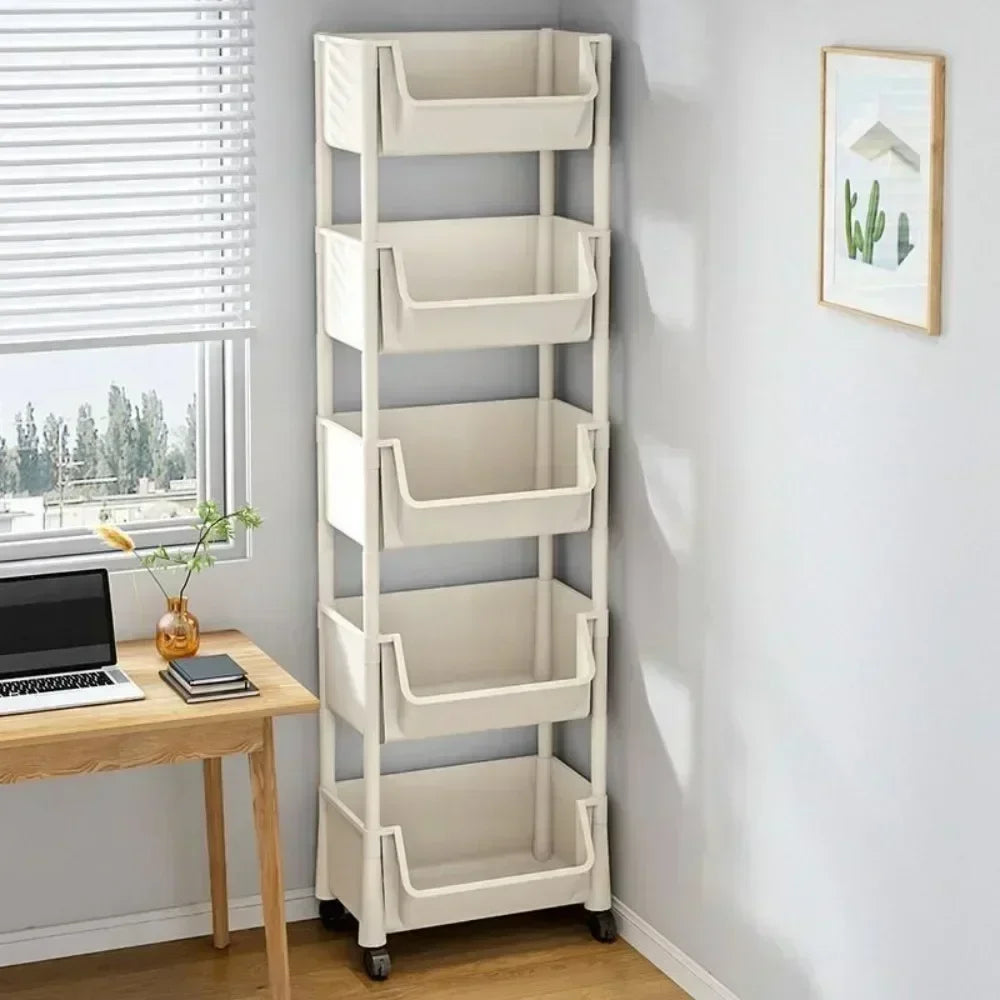 Bibliothèque à roulettes multicouche simple, armoire de rangement à fente étroite, coin de cuisine, petit meuble de rangement, T1