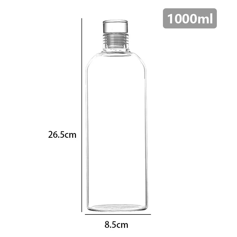 Bouteille d'Eau en Verre de Grande Capacité avec Couvercle Marqueur de Temps, pour Eau, Lait Transparent, Jus, Tasse Simple, Cadeau d'Anniversaire