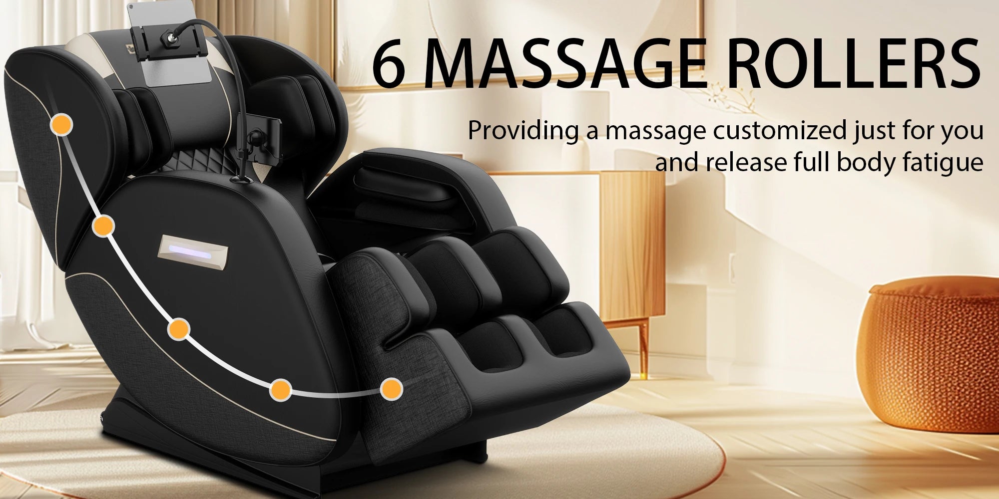 Fauteuil de massage complet Zero Gravity avec chauffage, airbags, rouleau pour les pieds et écran tactile – Supports jusqu'à 180 lb