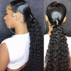 100G queue de cheval Extensions de cheveux humains enveloppe droite autour de la prêle 100% Remy cheveux humains 10 "-32" Extension de queue de cheval pour les femmes