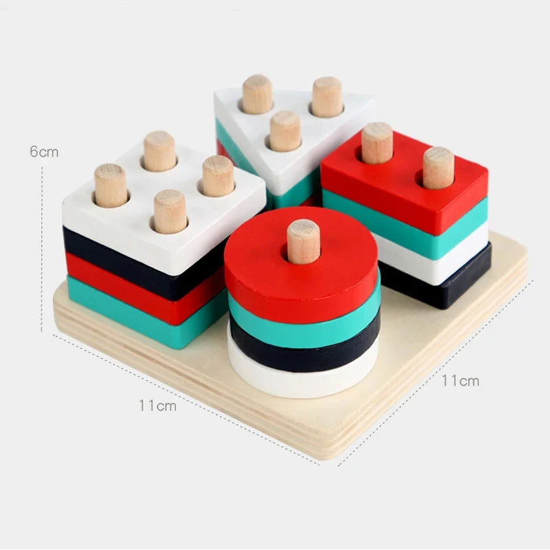 Puzzle Montessori pour enfants de 1 à 3 ans jouets en bois blocs de construction apprentissage document forme match