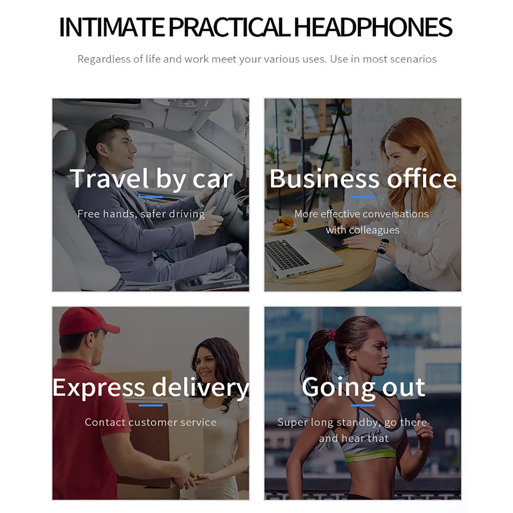 Casque sans fil Bluetooth 5.0, écouteurs d'affaires simples et durables, oreilles gauche et droite, écouteurs généraux pour téléphones mobiles