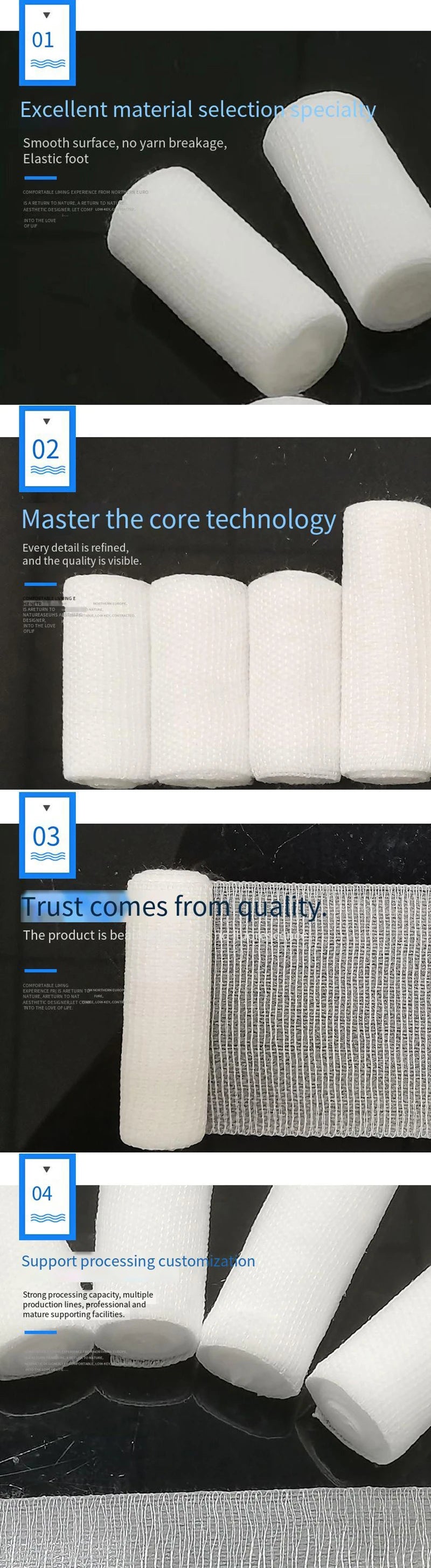 5-10 rouleaux/Lot 10cm x 4.5m PBT pansement élastique trousse de premiers soins rouleau de gaze pansement médical soins d'urgence pansement