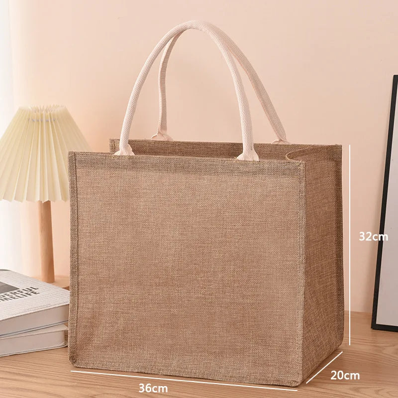 Sac à main en jute de coton peint à la main, sac en chanvre, sac en lin, sac à provisions, sac recouvert de film, sac à main imperméable