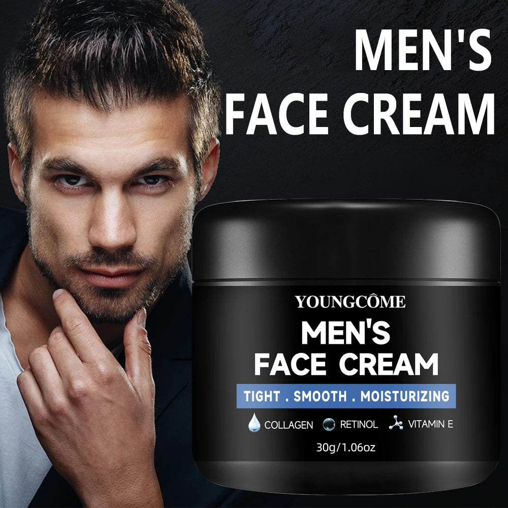 YOUNGCOME Ensemble de routine quotidienne pour homme avec sérum et hydratant avec collagène, rétinol et vitamine E pour tous types de peau