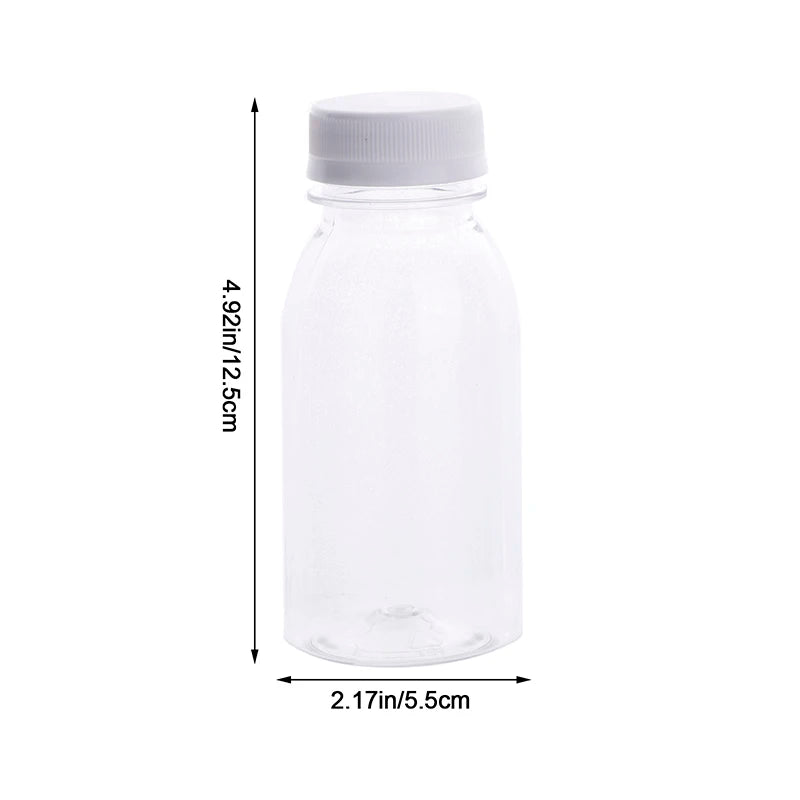 Bouteille d'eau en plastique transparente pour enfants, bouteille de jus, bouteille de lait en l'horloge, bouteille de boisson avec couvercle, portable AfricWater HI, 200ml, 6 pièces