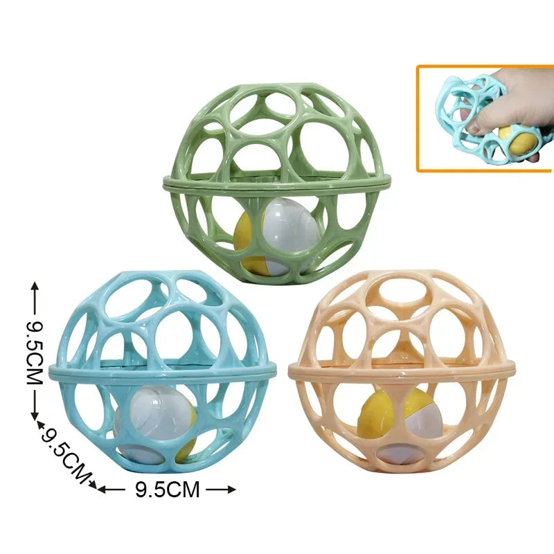 Hochet à main pour bébé, boule souple, jouets pour nouveau-né, anneaux de dentition, cloche à main, jouets sensoriels, jouets éducatifs pour enfants de 0 à 12 mois