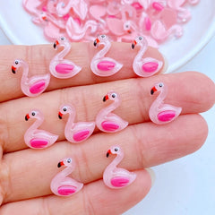 50 pièces nouveau mignon Mini 10*13mm dessin animé Animal flamant résine Figurine artisanat Flatback ornement fabrication de bijoux accessoires de coiffure