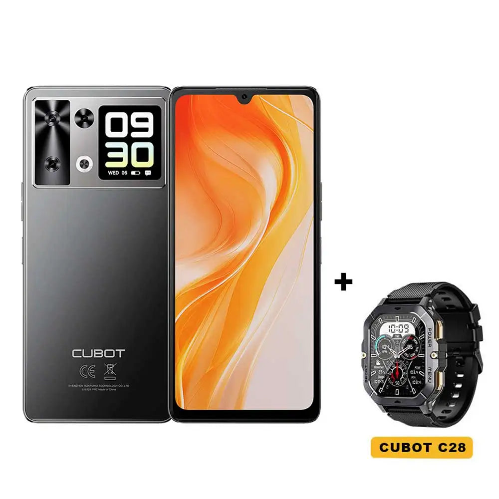 Smartphone Android 15 Cubot P90, écran 6,88 pouces 120 Hz, 24 Go  RAM (12 + 12 Go étendus), 256 Go ROM, processeur G100 Octa-core 2,2 GHz, appareil photo 64 MP, 5100 mAh, NFC, double haut-parleur, telephone portable 4G