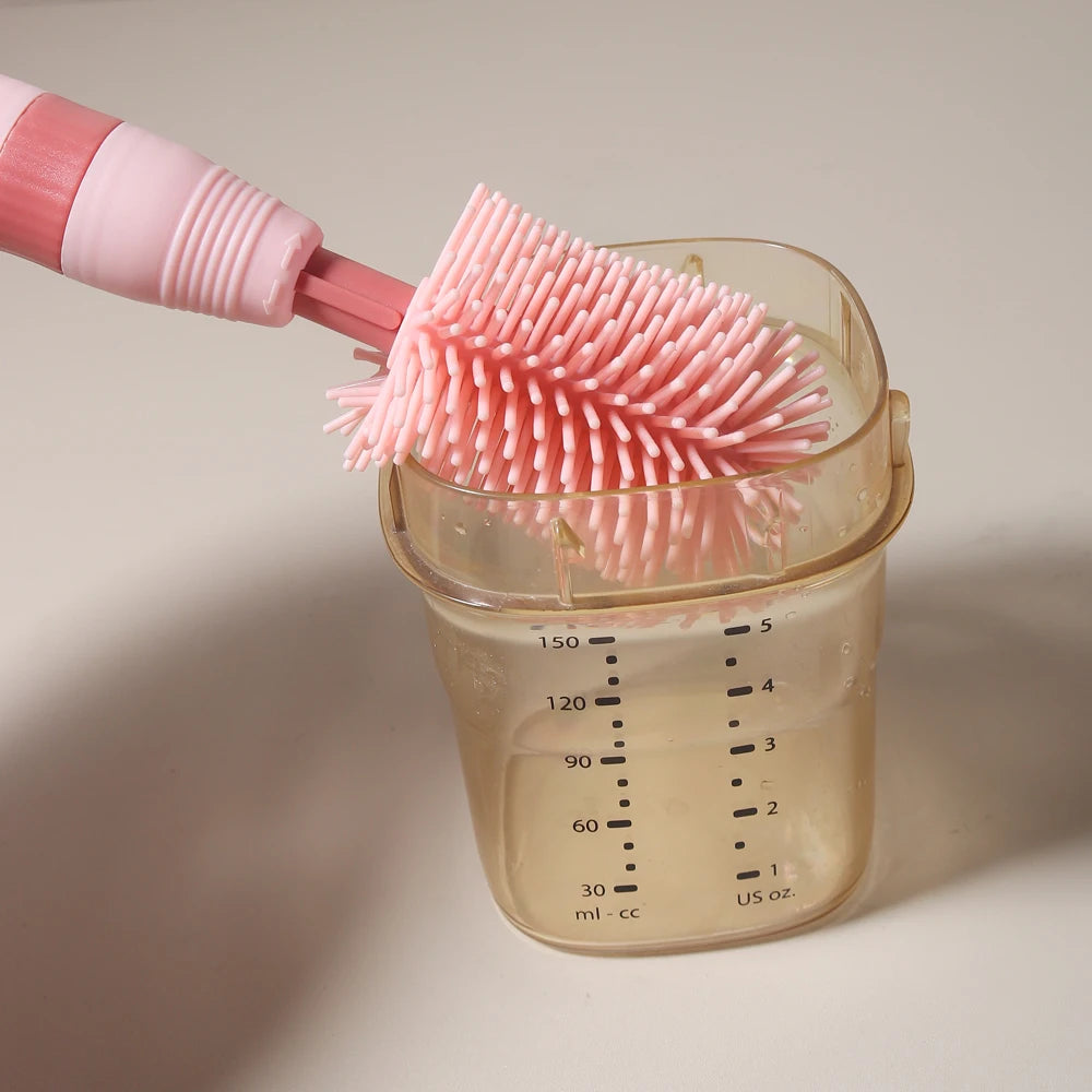 Ensemble de nettoyage de biberons 4 en un, brosse à sucette portable en Silicone, brosse en paille, rinçage de biberon rotatif à 360 degrés