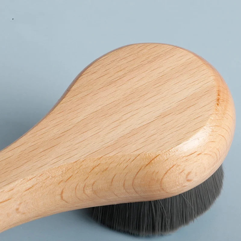 Brosse de lavage du visage en bois, manche en hêtre, manche en bambou, lavage manuel du visage
