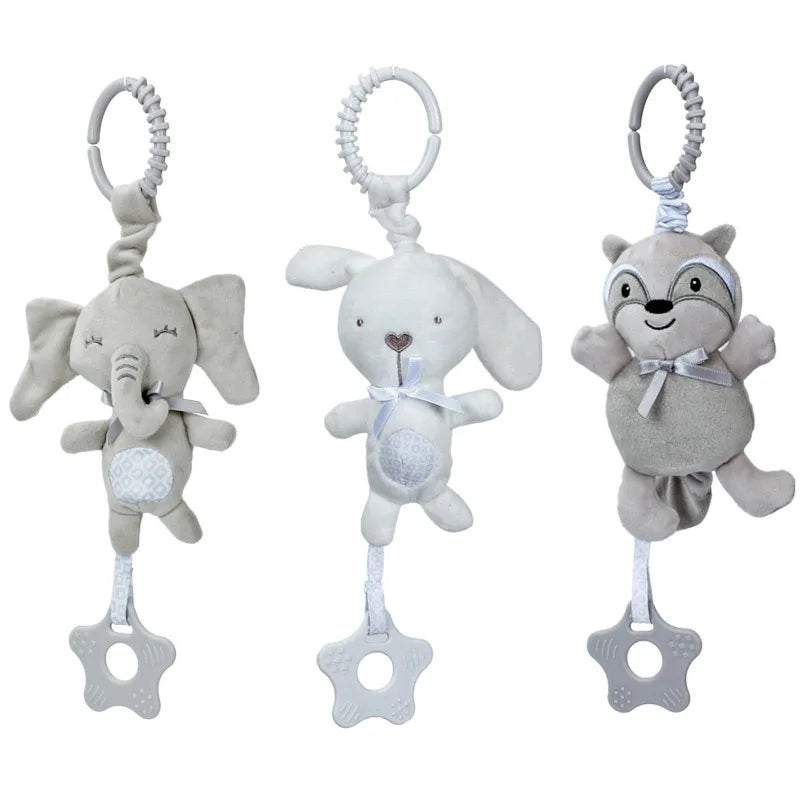Hochets suspendus sensoriels pour nouveau-né, jouets doux d'apprentissage précoce, poussette en peluche pour enfants, lit de voiture pour nourrissons, berceau avec anneau de dentition pour les tout-petits