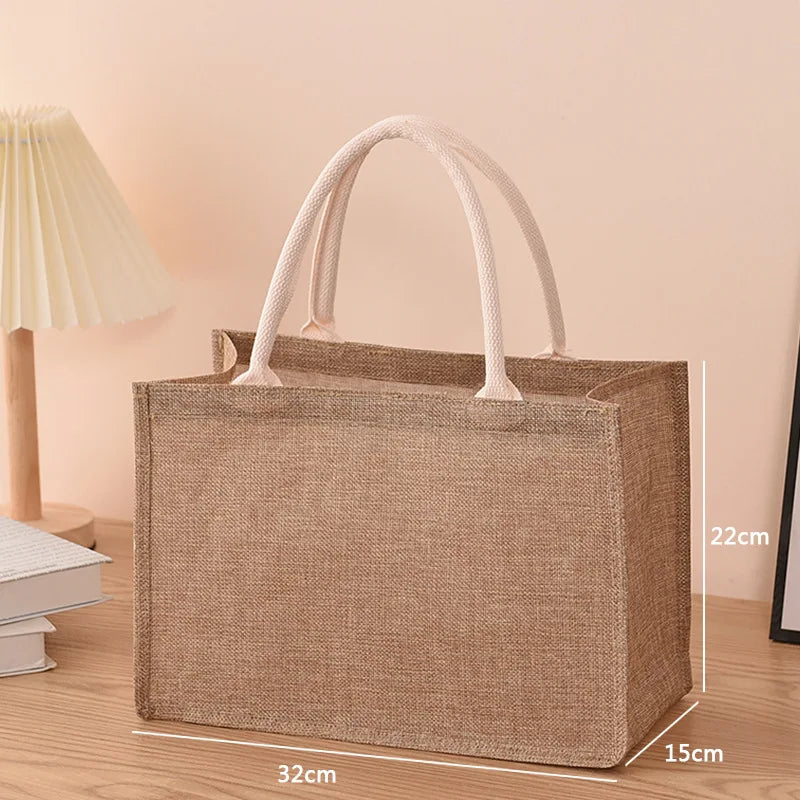 Sac à main en jute de coton peint à la main, sac en chanvre, sac en lin, sac à provisions, sac recouvert de film, sac à main imperméable