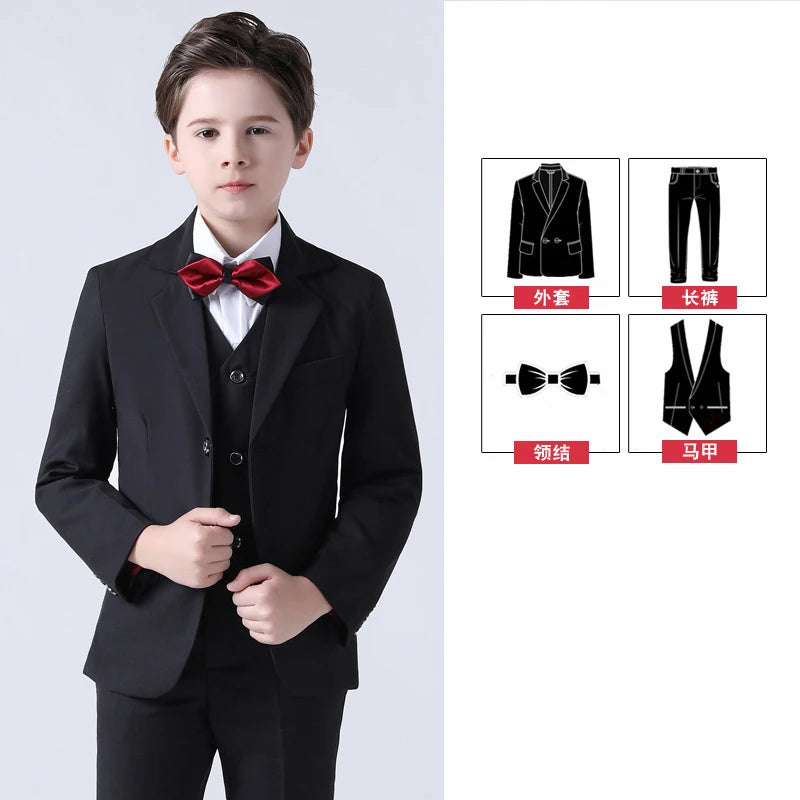 Children's Wedding Show Suit, Formal Suit, Blazer, Jacket, Pants, Bow Tie, 3 Pieces