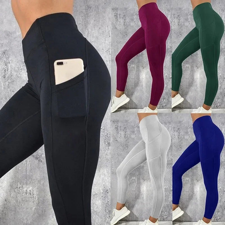 Yoga Fitness femmes Leggings taille haute collants avec poche gymnastique entraînement course extensible Sexy bout à bout levage décontracté pantalon maigre