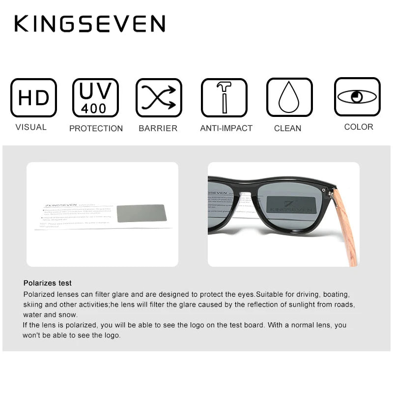 KINGSEVEN hommes lunettes de soleil en bois femmes polarisées rétro lunettes de soleil bois Oculos de sol