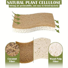 Éponge de cuisine naturelle en Cellulose et noix de coco, 6/12 pièces, pour la vaisselle, paquet d'éponges de nettoyage ménager blanches