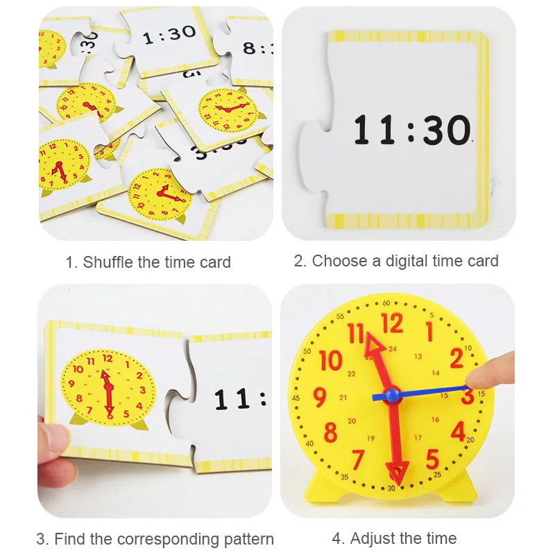 Horloge Montessori pour enfants, jouets éducatifs, heure, Minute, seconde Cognition, Puzzle assorti, outils pédagogiques précoces pour enfants d'âge préscolaire
