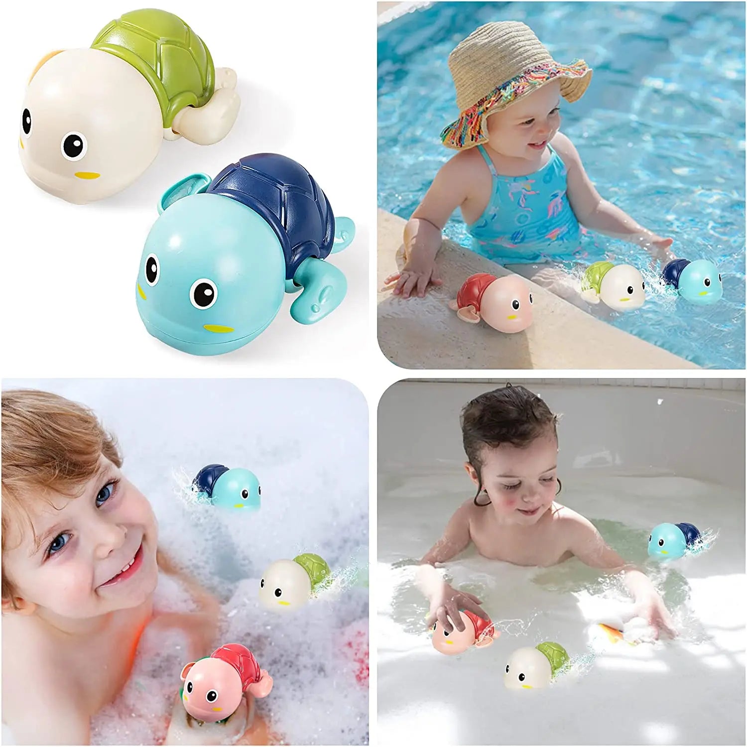 Jouets de bain pour bébé, 3 pièces, tortues de natation mignonnes, jeu d'eau, jouets à remonter pour enfants d'âge préscolaire, jouets de piscine