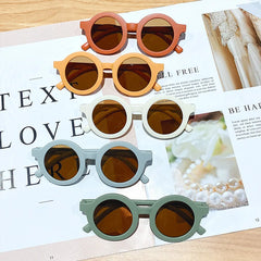 Lunettes de soleil coréennes pour enfants, rétro, monture ronde solide, petit visage, résistant aux ultraviolets, pratique