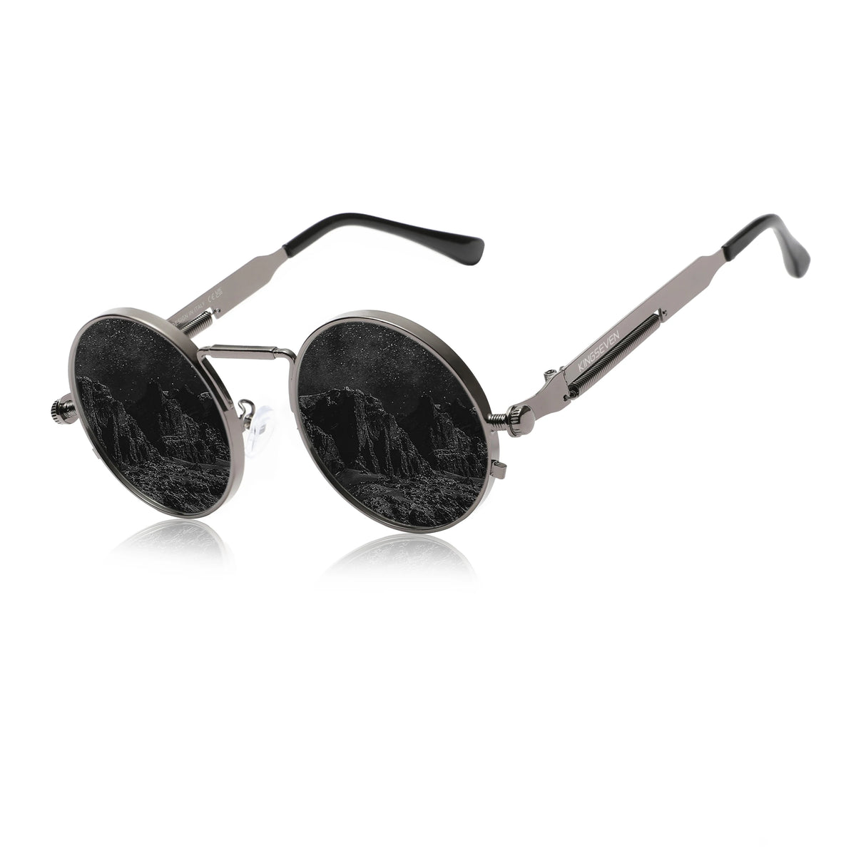 KINGSEVEN-Lunettes de soleil rondes polarisées pour hommes et femmes, lunettes de soleil Steampunk, style vintage, accessoire de lunettes, UV400