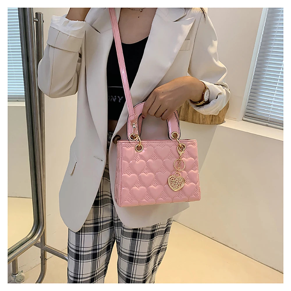 Red Love - Women's Patent Leather Handbag, Glossy Surface, High-End Design, Wedding Cuff Bag, Striking Shoulder Bag, New Fashion 