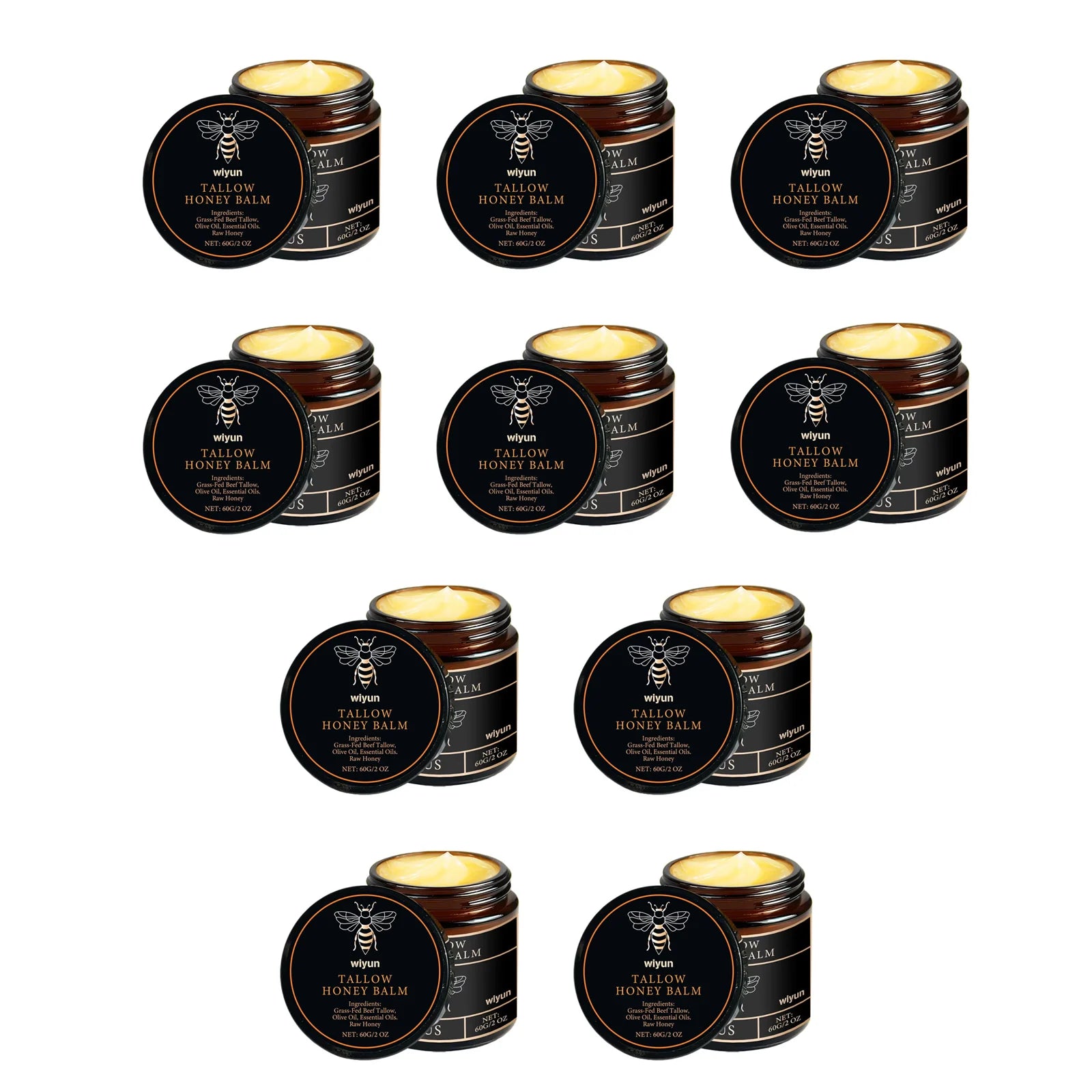 Baume de Tallow de boeuf alimenté en herbe biologique, miel cru, hydratant, doux, améliore l'élasticité, crème hydratante lisse longue durée, soins pour la peau