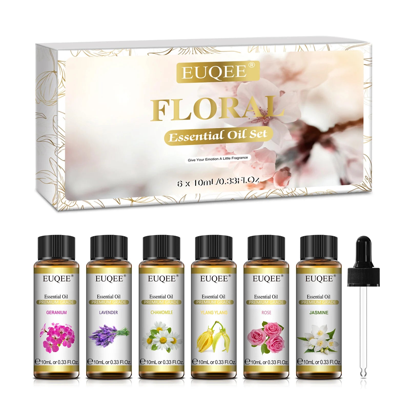 EUQEE huiles essentielles Set 6 bouteilles 10ml huiles d'aromathérapie naturelles pures pour diffuseurs humidificateurs faisant bougie savon