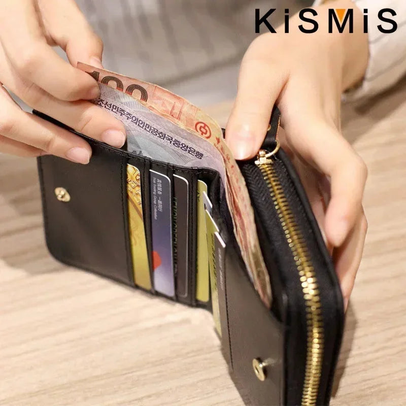 Portefeuille en cuir rose pour femme, porte-monnaie Kawaii mignon, sac à main de créateur de luxe pour femme, petit porte-monnaie