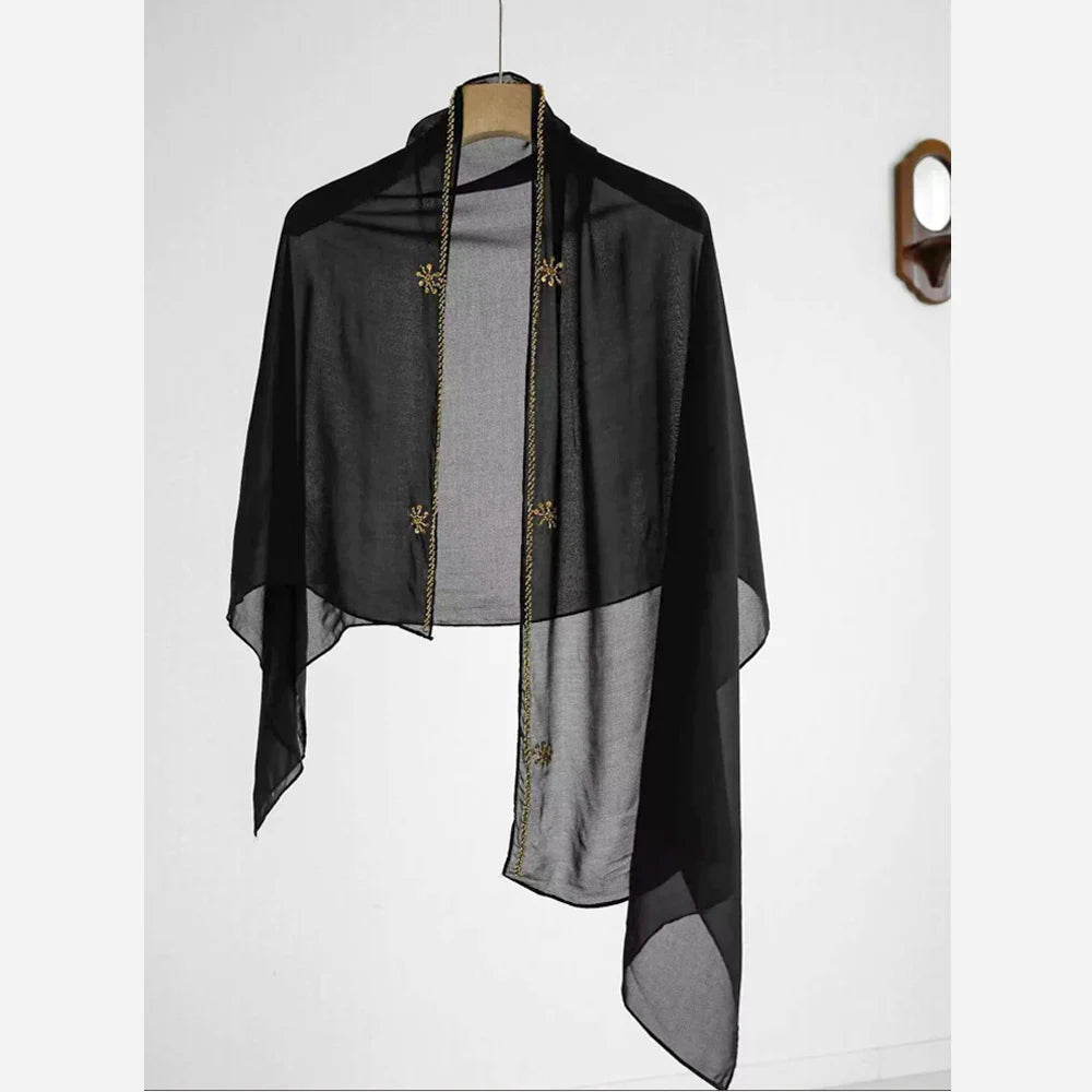 Dubai Abaya Large Kaftan Embroidery Hijab Luxury Beaded Muslim Abaya for Women French Dress Gold Embellished Open Abaya