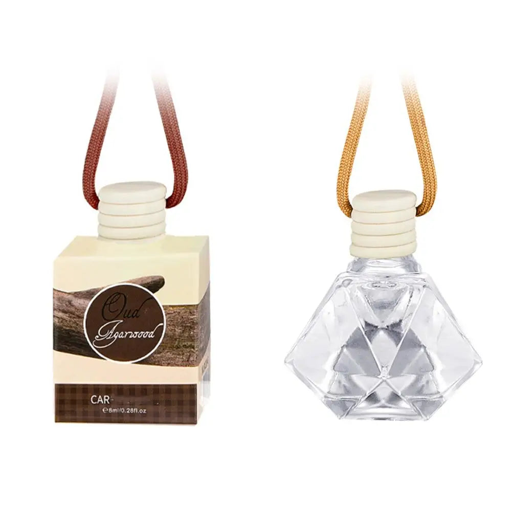 Diffuseur d'aromathérapie pour voiture, bouteille en verre suspendue, désodorisant automatique pour huiles essentielles, décor d'ornement de parfum de voiture naturel