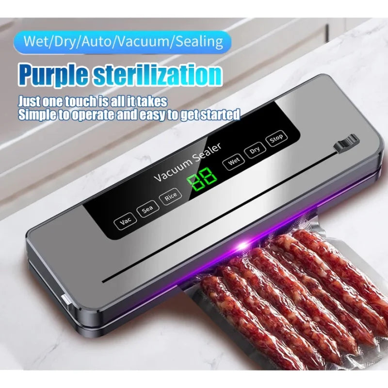 Scelleuse sous vide électrique, coupe intégrée, cuisine, stockage des aliments, bouton tactile, Machine sous vide pour emballage de scellage des aliments secs/humides