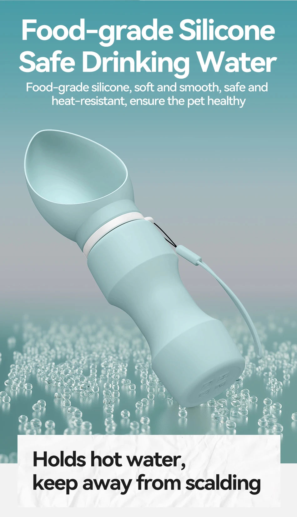 ROJECO-Bouteille d'eau pour chien et chat, en silicone souple, portable, pliable, pour voyage