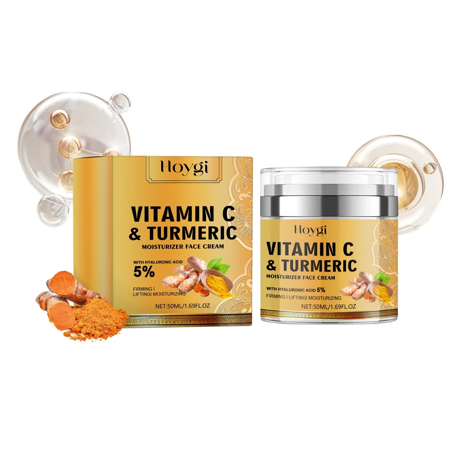 Nettoyant au curcuma, contrôle de l'huile, élimination des taches foncées, Anti-acné, nettoyage en profondeur, rétrécissement des pores, crème hydratante à la vitamine C