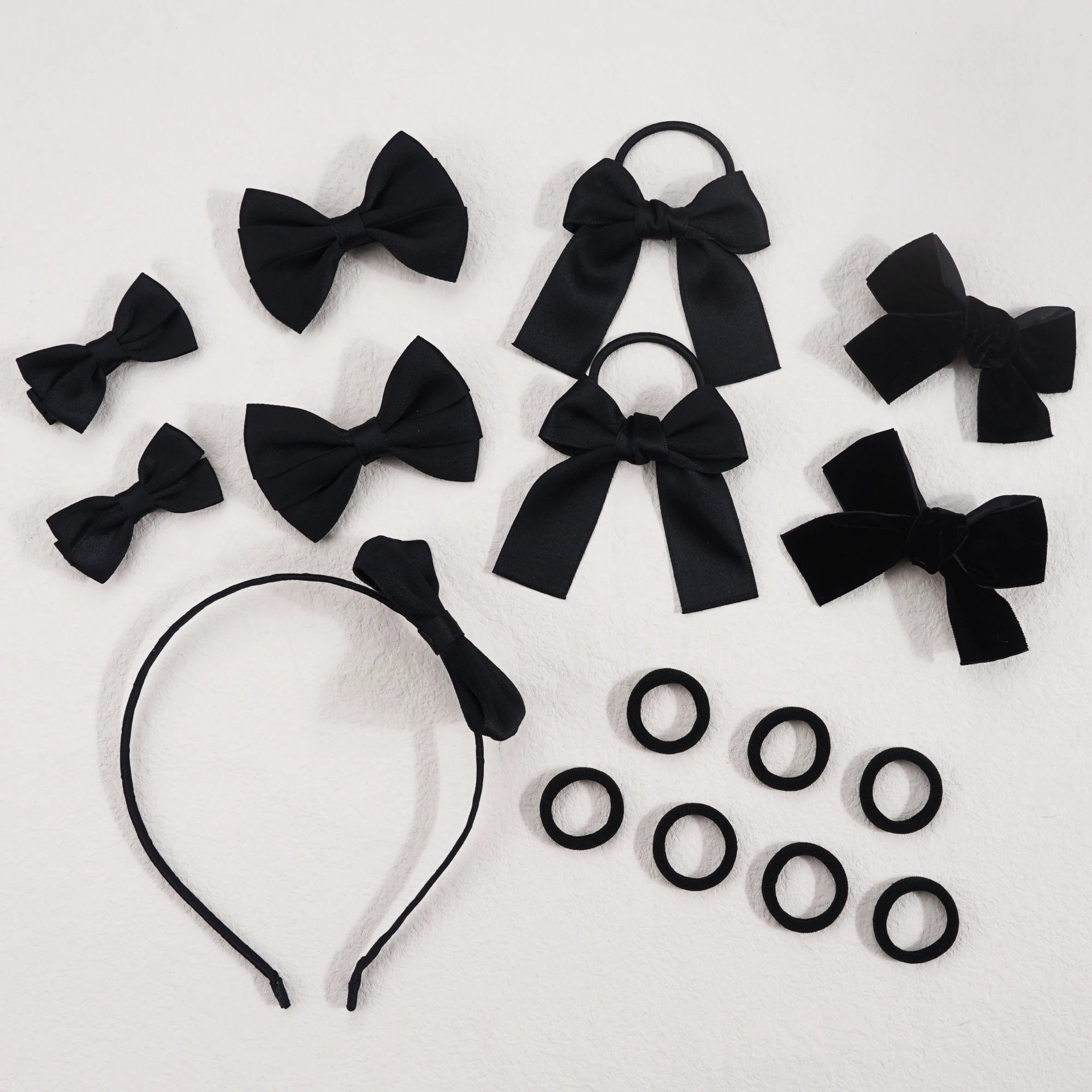 Ensemble d'accessoires pour cheveux pour filles, 16 pièces/ensemble, attaches pour cheveux, bandes élastiques en caoutchouc pour écoliers, épingle à cheveux, support queue de cheval, chouchous