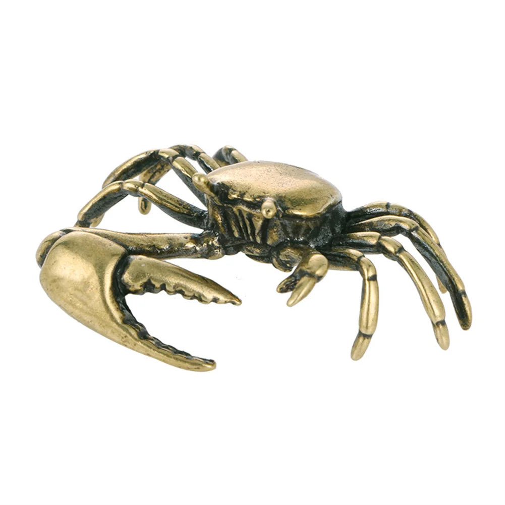 Pure brass crab figurines, mini animal statues for office, living room, antique miniature animal figurines, home decoration