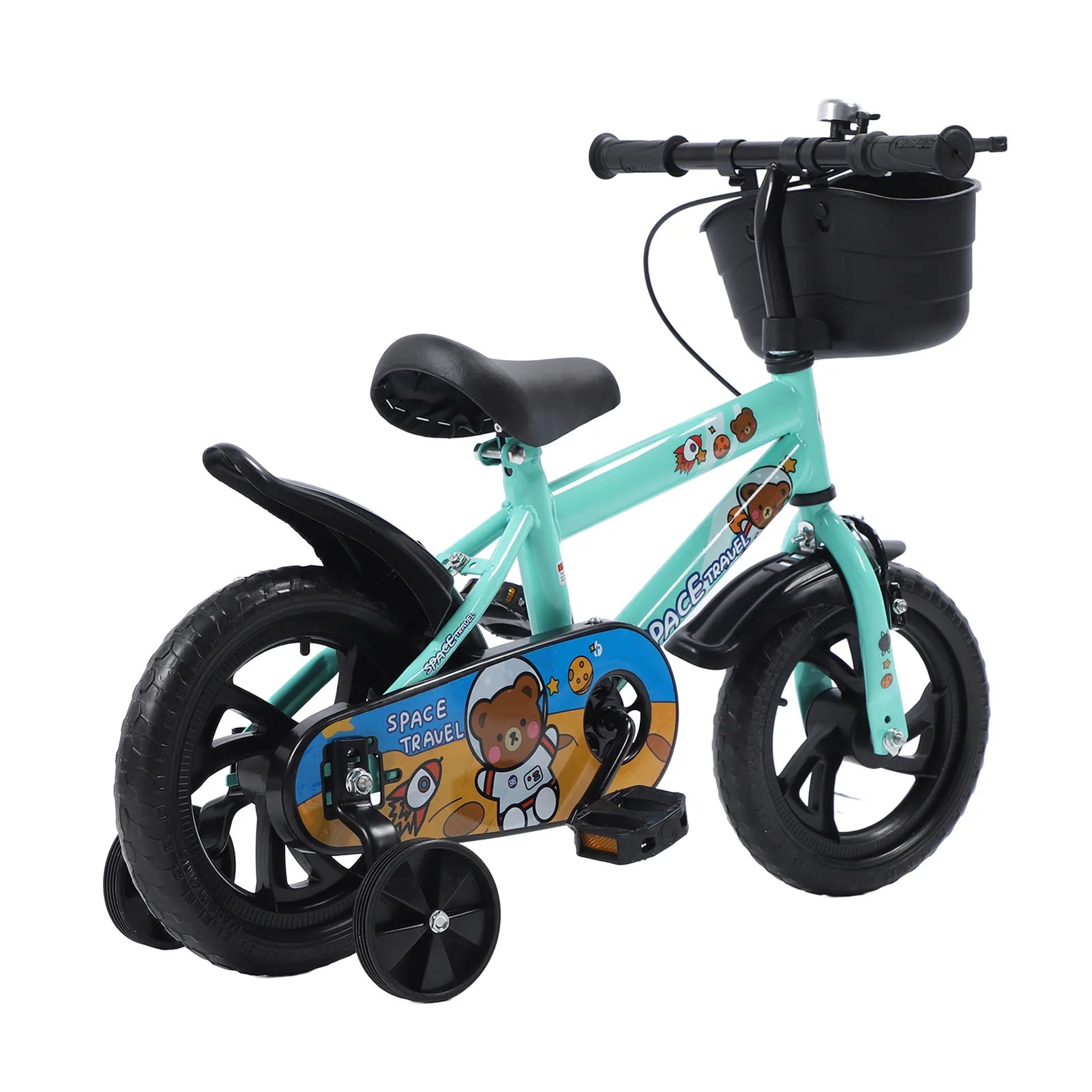 12-inch children's bicycle, stable ride, high-carbon steel frame, baby bike with training wheels for children aged 2 to 6 years