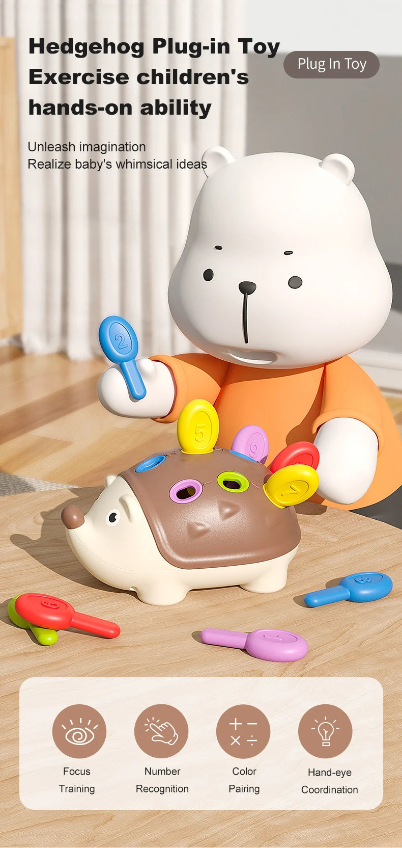 Jouets Montessori pour tout-petits, jouets sensoriels et motricité Fine pour enfants âgés de 18 mois, activités d'apprentissage, jeux éducatifs de hérisson