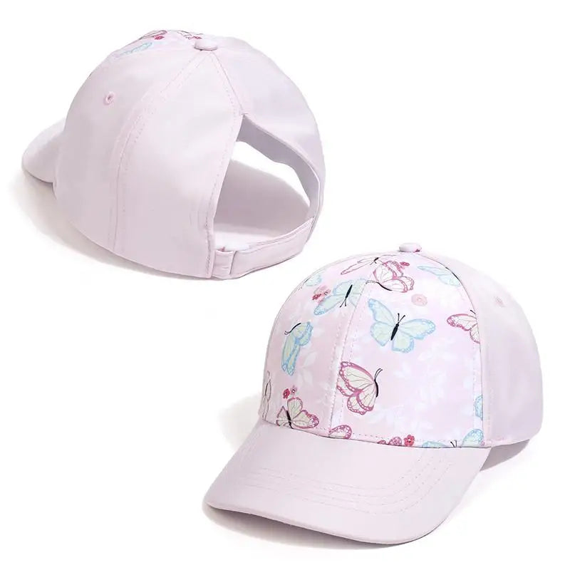 Casquette de Baseball pour Enfant Fille et Garçon, Chapeau de Soleil, Dos Creux, Queue de Cheval, Snapback Hip Hop, Os Réglables