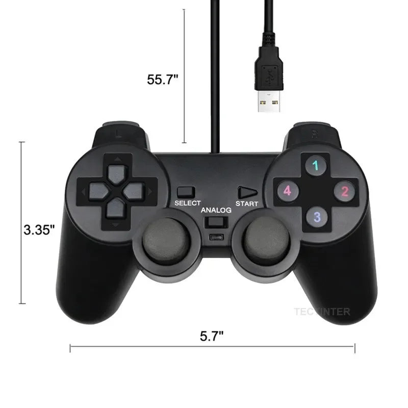 Contrôleur de jeu filaire 1/2 pièces manette de jeu USB pour PC Windows ordinateur portable Joystic Joypad pour WinXP/Win7/8/10 manette de jeu noire