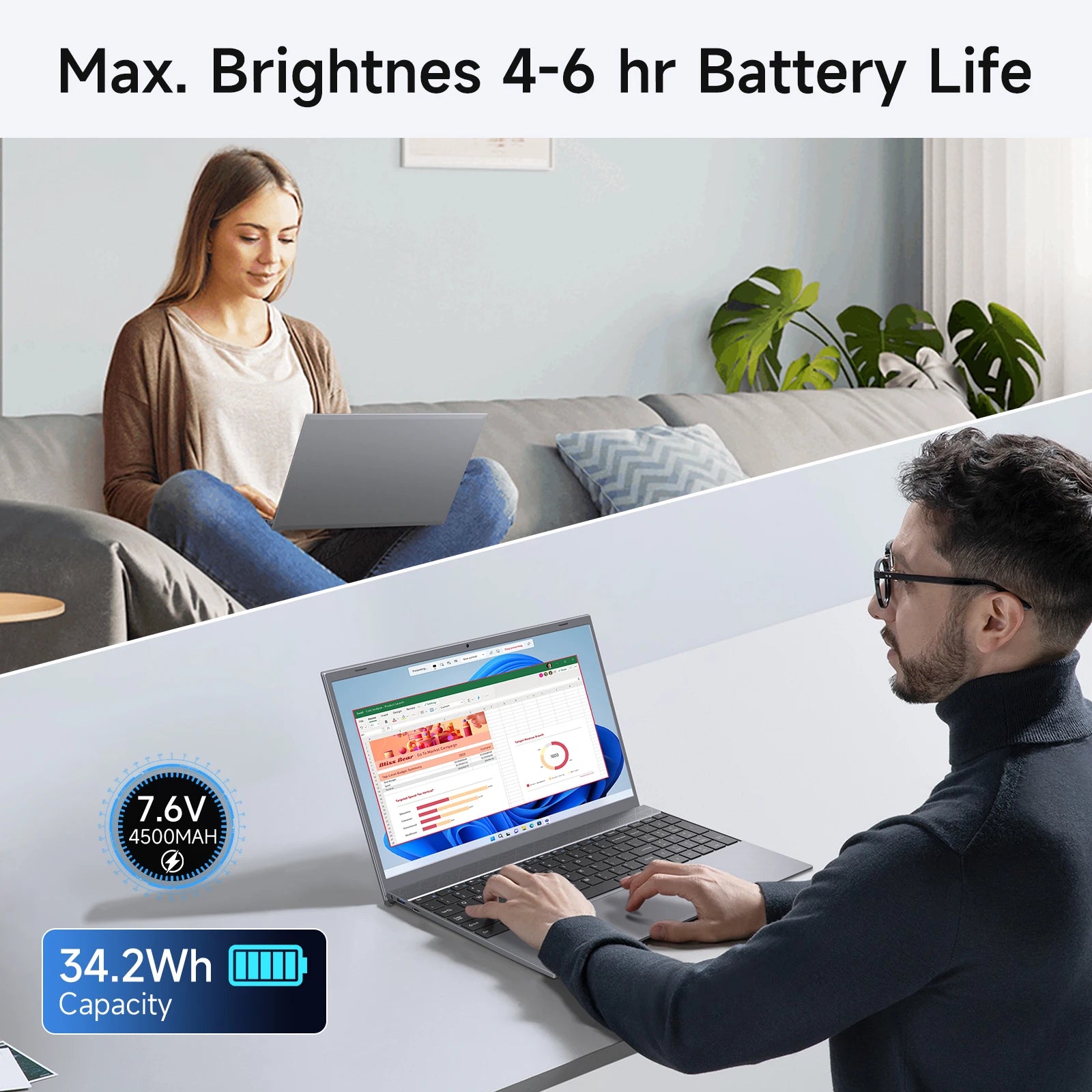 15,6 pouces ordinateur portable J3710 8GB RAM 256GB SSD Windows 11 pour les étudiants et les affaires