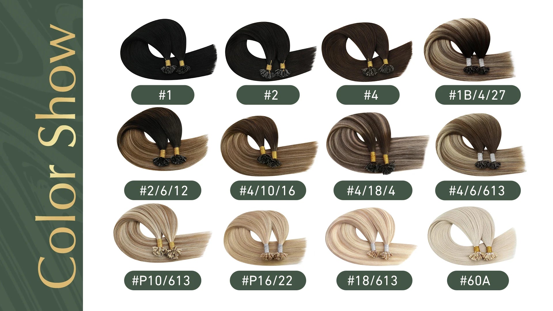 Ugeat U-Tip Human Hair Extensions 1g/s U-Tip Hair for Women 14-24" Pre-Glued Hair Extensions 50g/100g Keratin Tip Hair